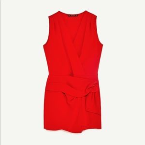 Zara Pants - Zara Smoldering Wrap Bold Sunset Red Romper Zara Pants - Zara Smoldering Wrap Bold Sunset Red Romper